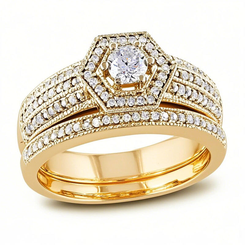 10K Gold 0.5 CT.T.W. Round Diamond Custom Stackable Band I Color I1 Clarity 3EX-15