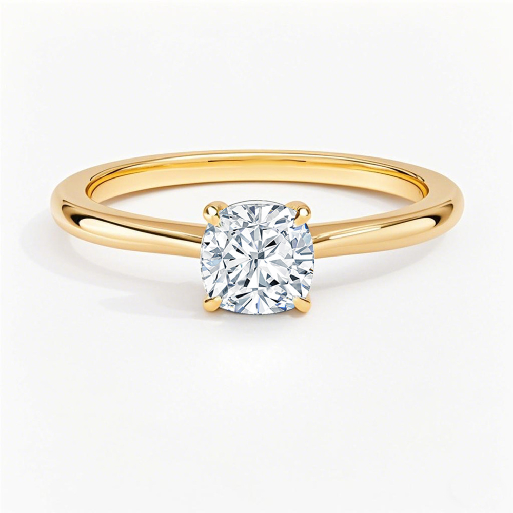 10K Gold 0.5 to 3 CT Cushion Cut Lab Created Diamond Solitaire Engagement Band IGI Certified-1