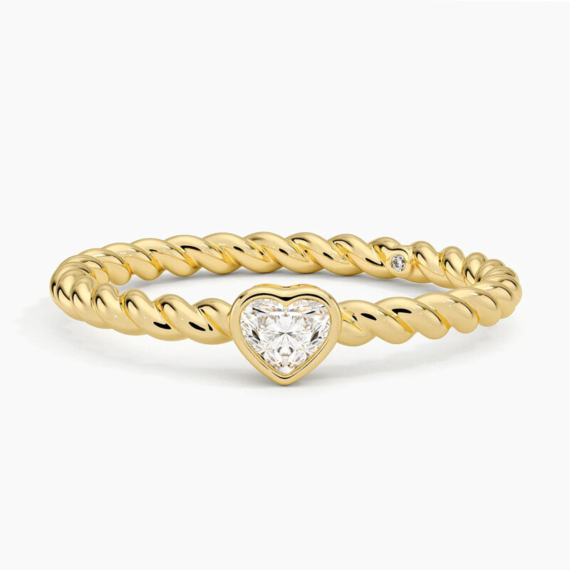 Obrączka zaręczynowa z 18-karatowego złota z diamentami o szlifie serca i masie od 0,5 do 3 ct, kolor D, czystość VVS-VS, certyfikat IGI-1