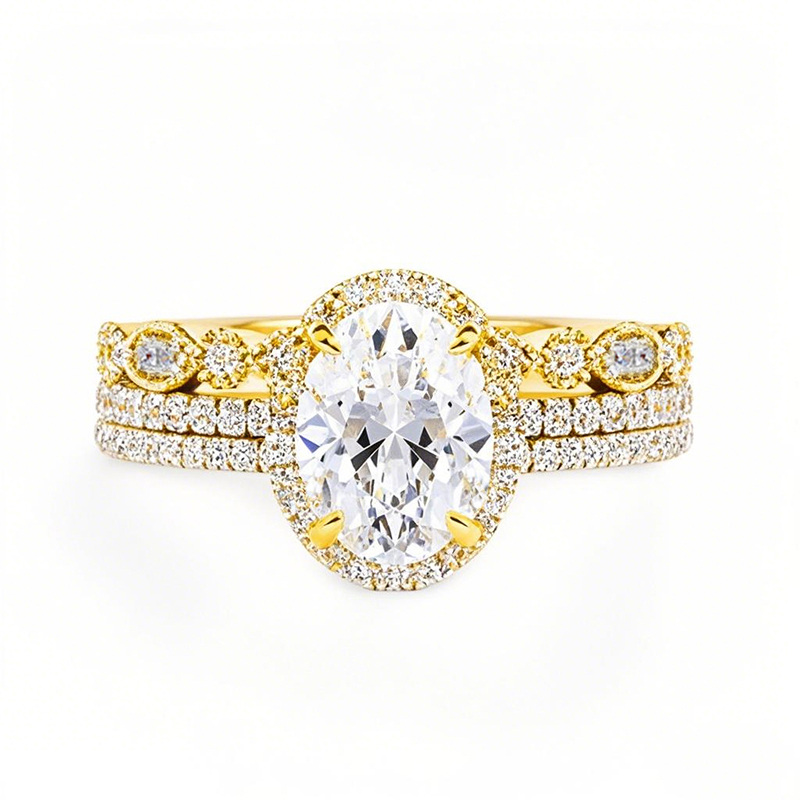 10K Gold 1.5 to 5 CT Oval Moissanite Bridal Set-39