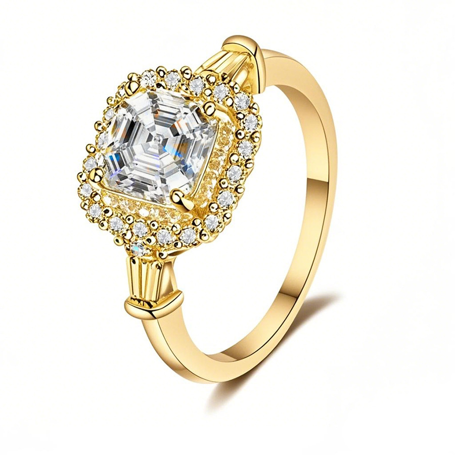 14K Gold 1.5 to 5 CT Princess Cut Shaped Moissanite Engagement Ring-1