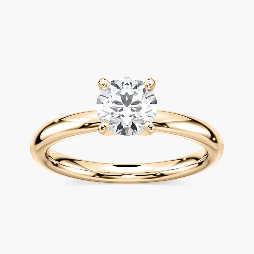 Anillo de compromiso de oro de 18 quilates con diamantes de talla redonda de 0,5 a 3 quilates de peso total, color D, claridad VVS-VS, certificado IGI 3EX.-1