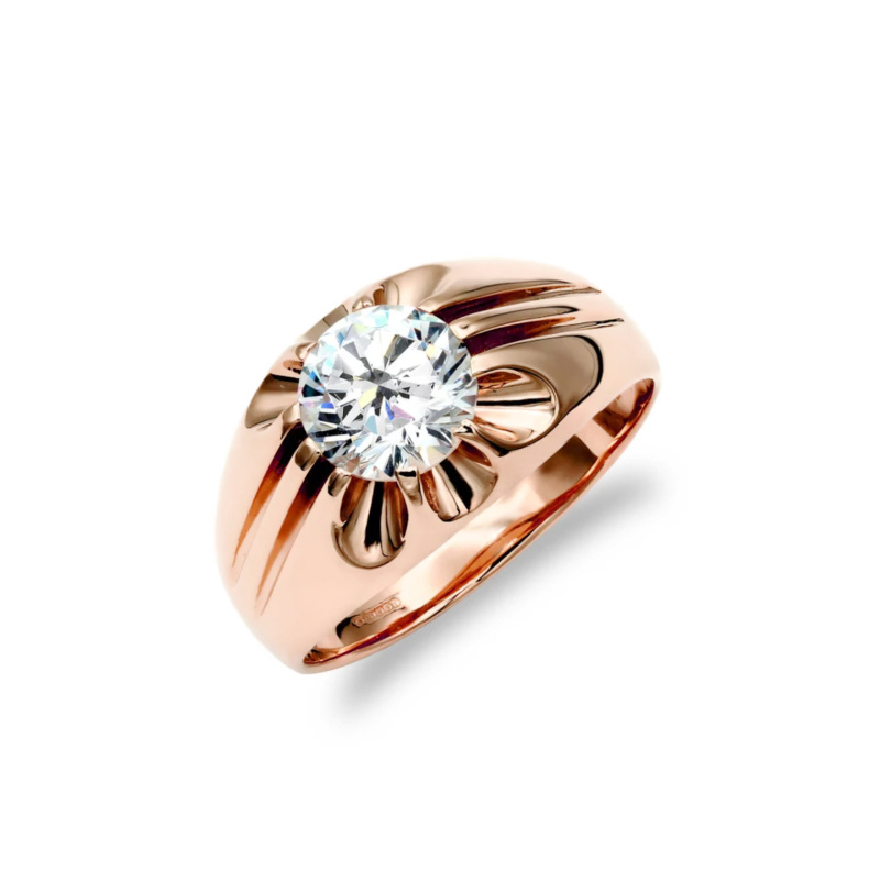 Anel de Noivado em Ouro Rosa 10K com Moissanita Redonda de 1,5 a 5 Quilates-1