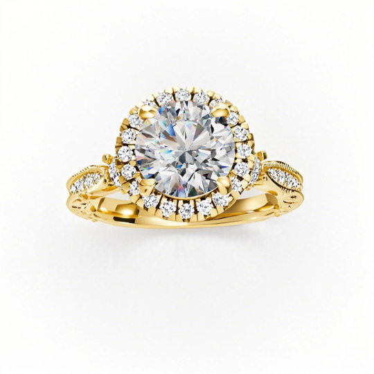 10K Gold 1.51 CT.T.W. Round Moissanite Winter Halo Engagement Band