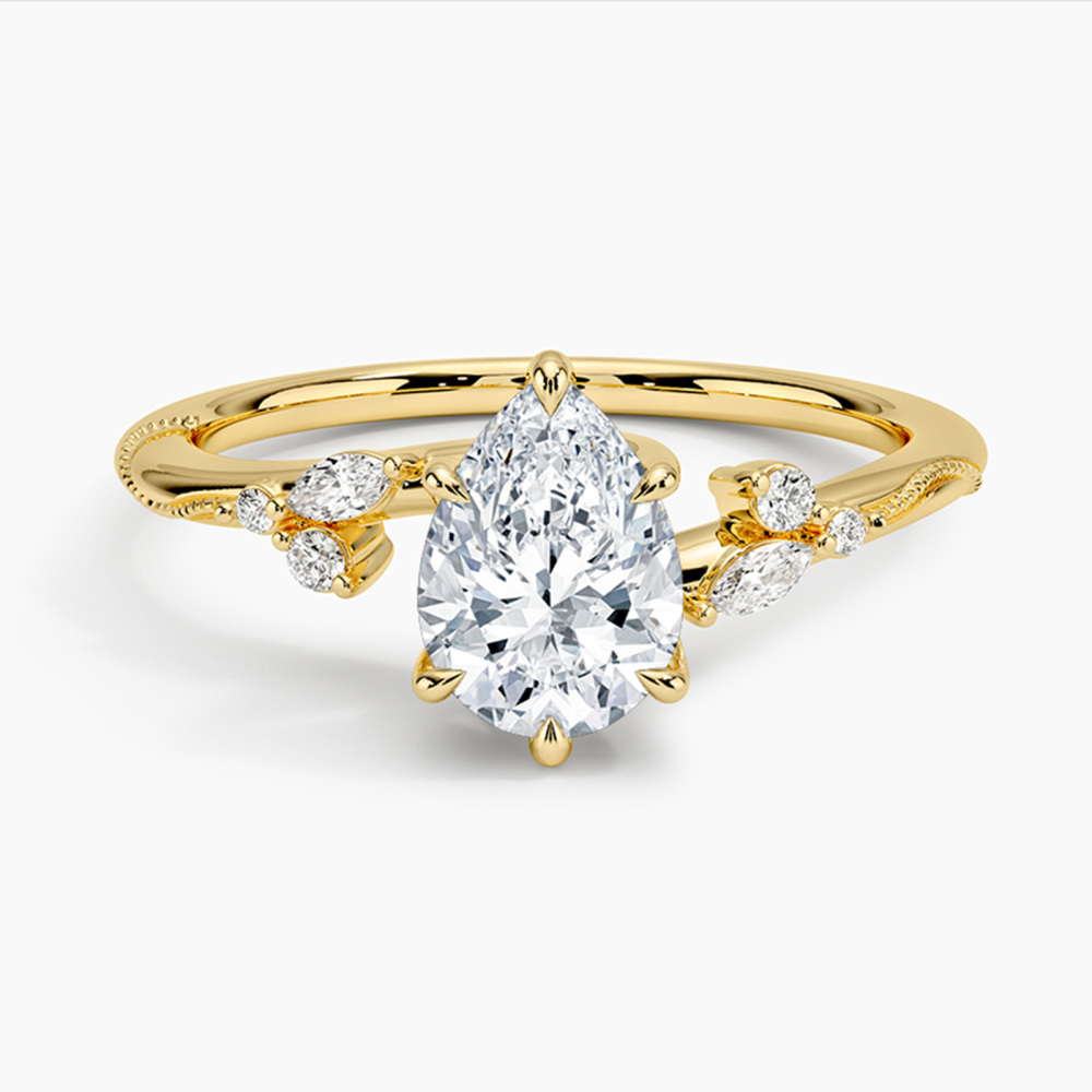 14K Gold 0.6 to 3.1 CT.T.W. Pear Cut Diamond Engagement Band 3EX IGI Certified-1