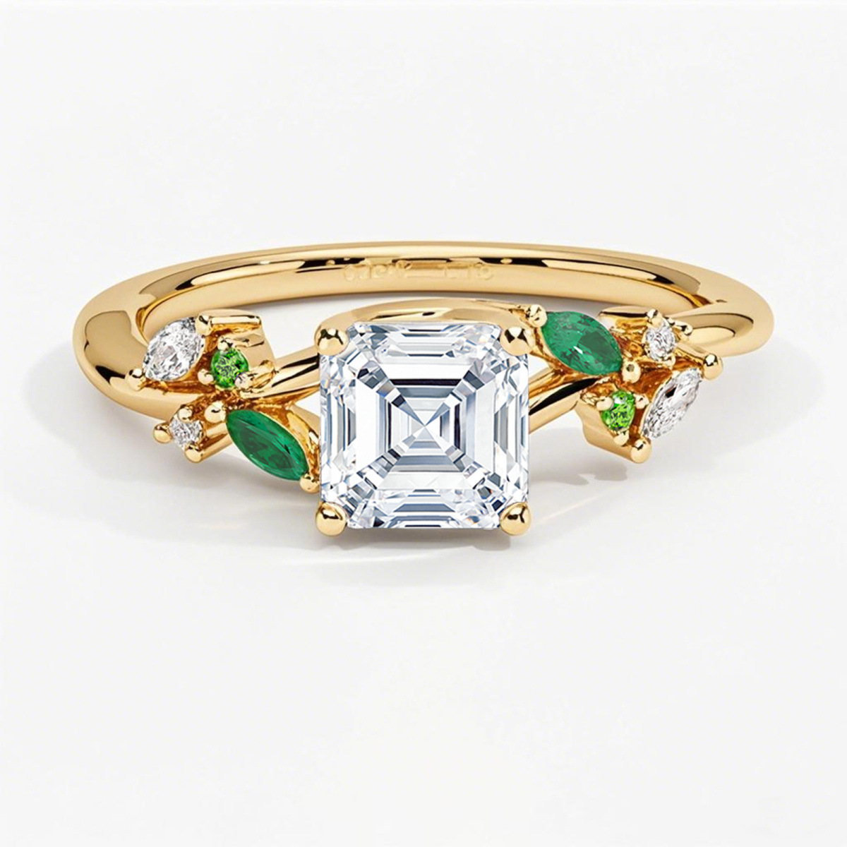 18K Gold 0.65 to 3.15 CT.T.W. Asscher Cut Lab Created Diamond Engagement Band D Color VVS-VS Clarity IGI Certified-1