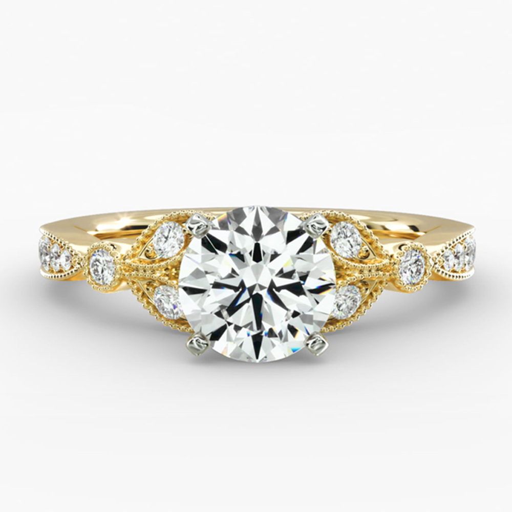 10K Gold 0.7 to 3.2 CT.T.W. Round Cut Diamond Engagement Ring D Color VVS-VS Clarity IGI Certified-1