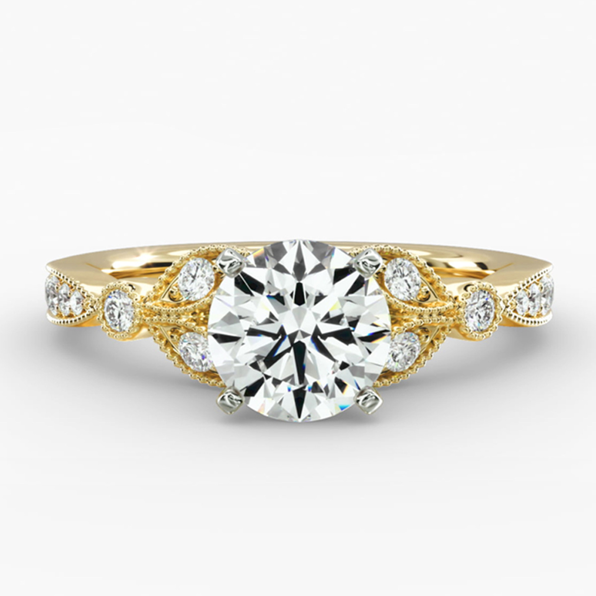 Anillo de compromiso de oro de 18 quilates con diamantes de talla redonda de 0,7 a 3,2 quilates de peso total, color D, claridad VVS-VS, certificado IGI.-1