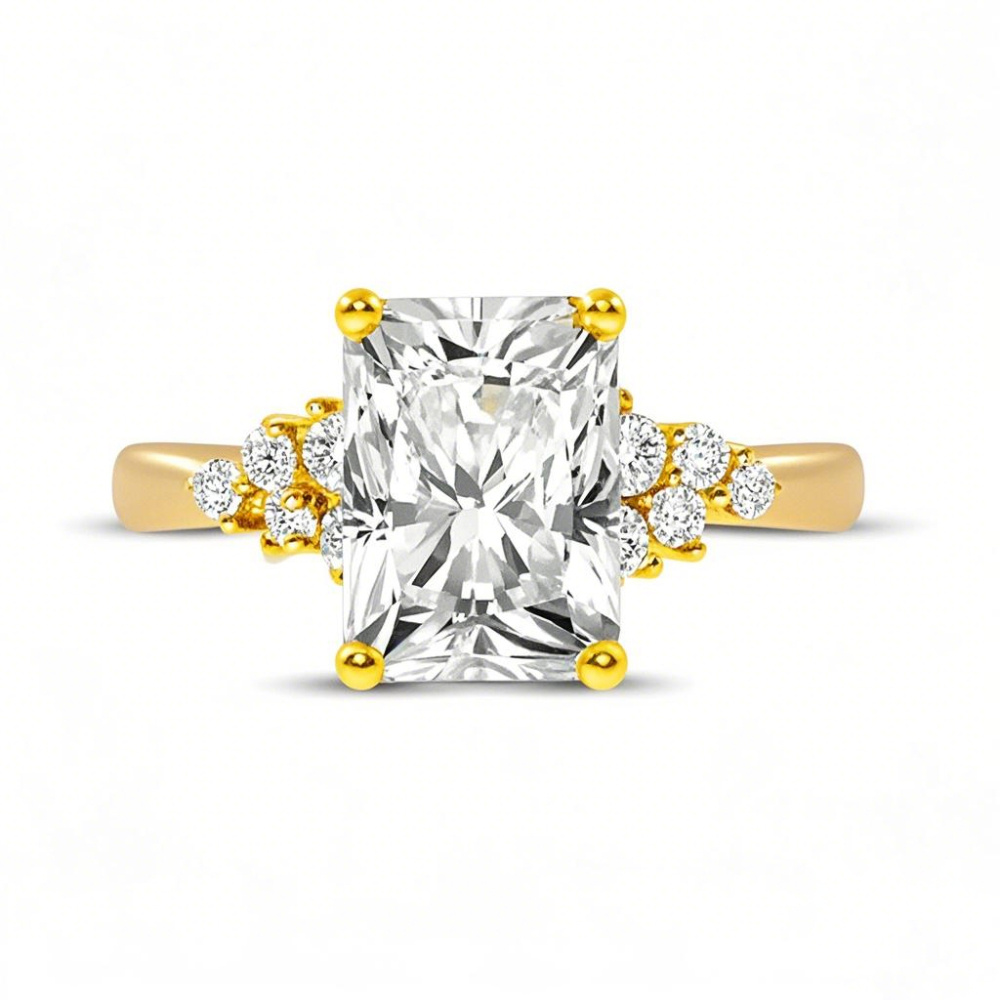 10K Gold 0.75 to 3.25 CT.T.W. Emerald Lab Created Diamond Engagement Ring D-VVS1 3EX IGI Certified-1