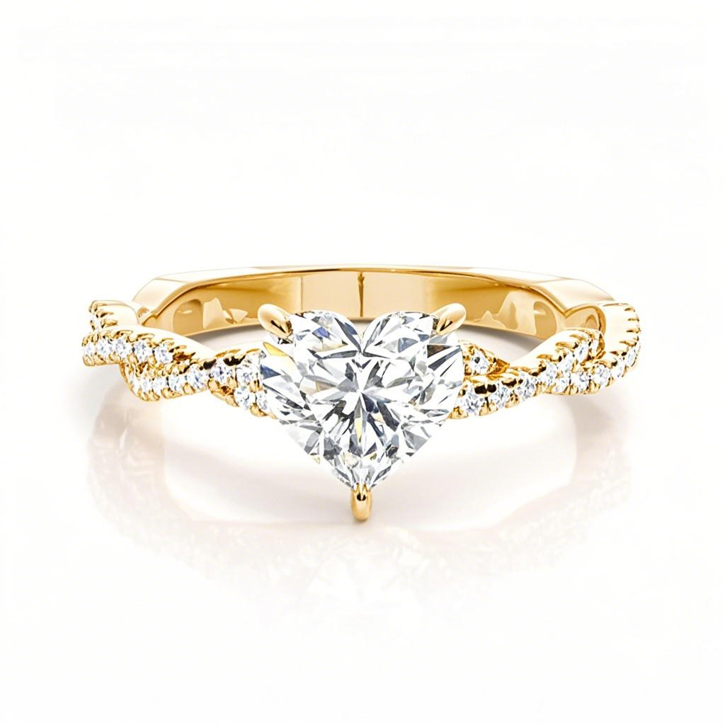 Anillo de compromiso de oro de 14 quilates (0,75 a 3,25 quilates de peso total), con diamantes creados en laboratorio y engaste de 4 puntas, con piedra lateral y certificación IGI.-1