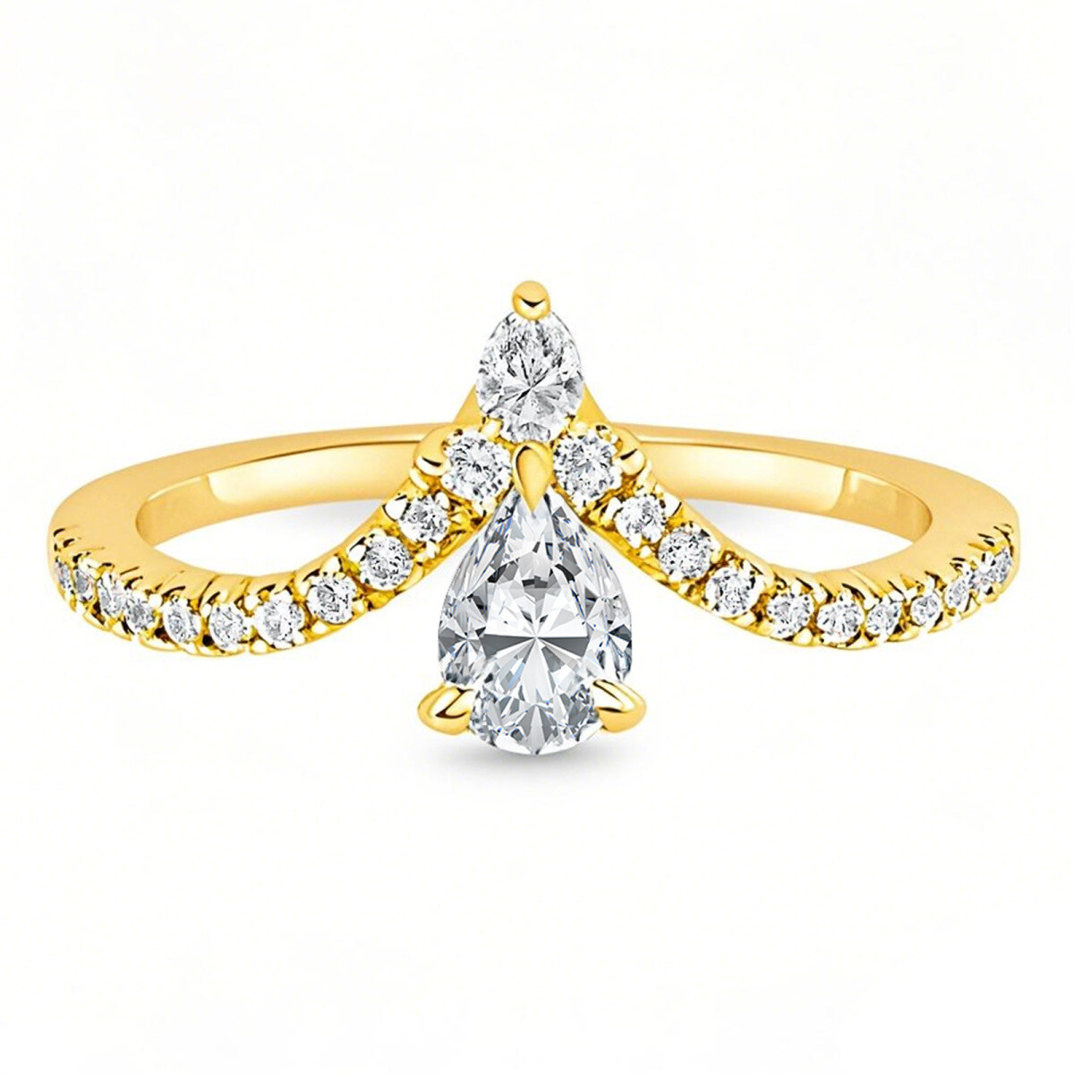 10K Gold 0.75 to 3.25 CT.T.W. Pear Cut Lab Created Diamond Claw Prong Engagement Band IGI Certified-1