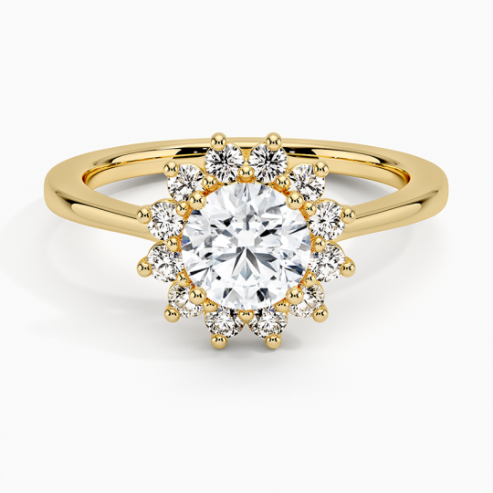 10K Gold 0.75 to 3.25 CT.T.W. Round Cut Lab Created Diamond Halo Engagement Band D VVS-VS IGI Certified