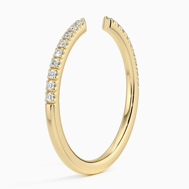 Anel de casamento em ouro 10K com diamante sintético redondo, gravação personalizada, cor F/G, clareza SI, certificado IGI.-4