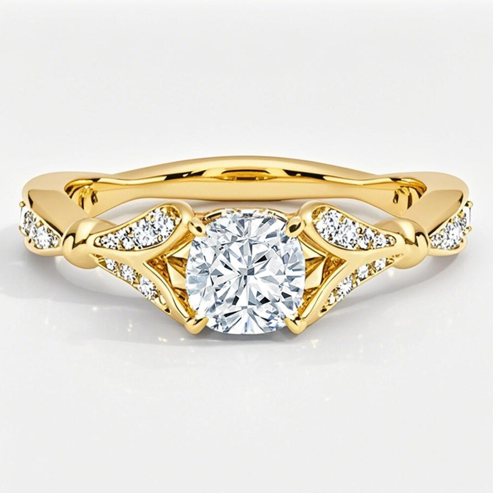 10K Gold 0.8 to 3.3 CT.T.W. Cushion Cut Lab Created Diamond Custom Engagement Band IGI Certified-1