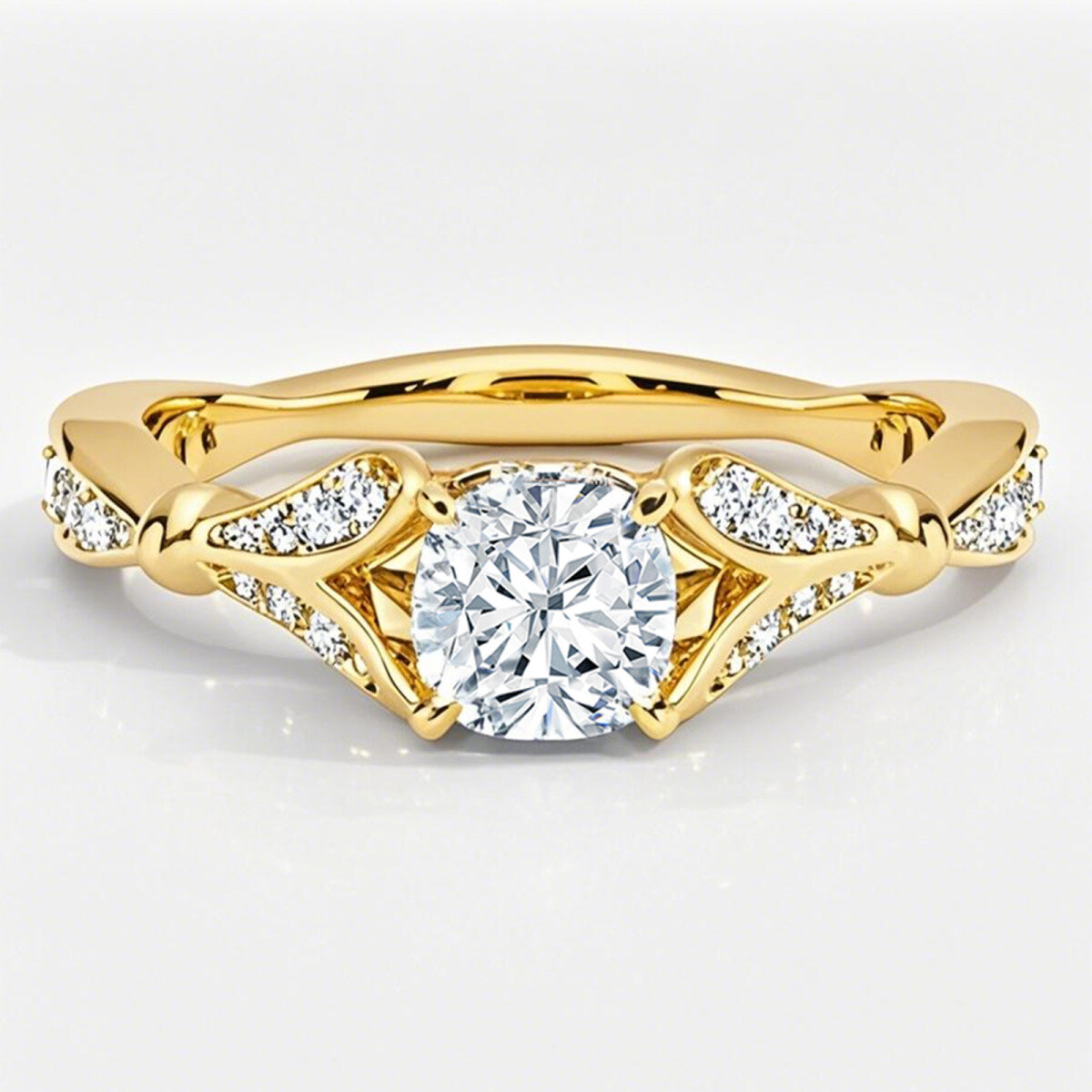 10K Gold 0.8 to 3.3 CT.T.W. Cushion Cut Lab Created Diamond Custom Engagement Band IGI Certified-1
