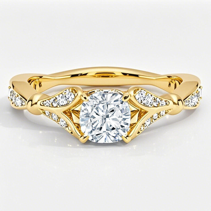 14K Gold 0.8 to 3.3 CT.T.W. Cushion Cut Lab Created Diamond Custom Engagement Band IGI Certified-1