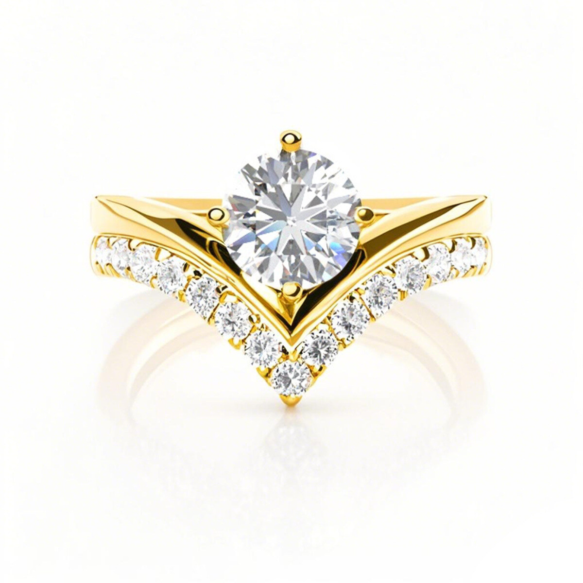 10K Gold 0.88 to 3.38 CT.T.W. Round Cut Lab Created Diamond Bridal Set D Color VVS-VS Clarity IGI Certified-1