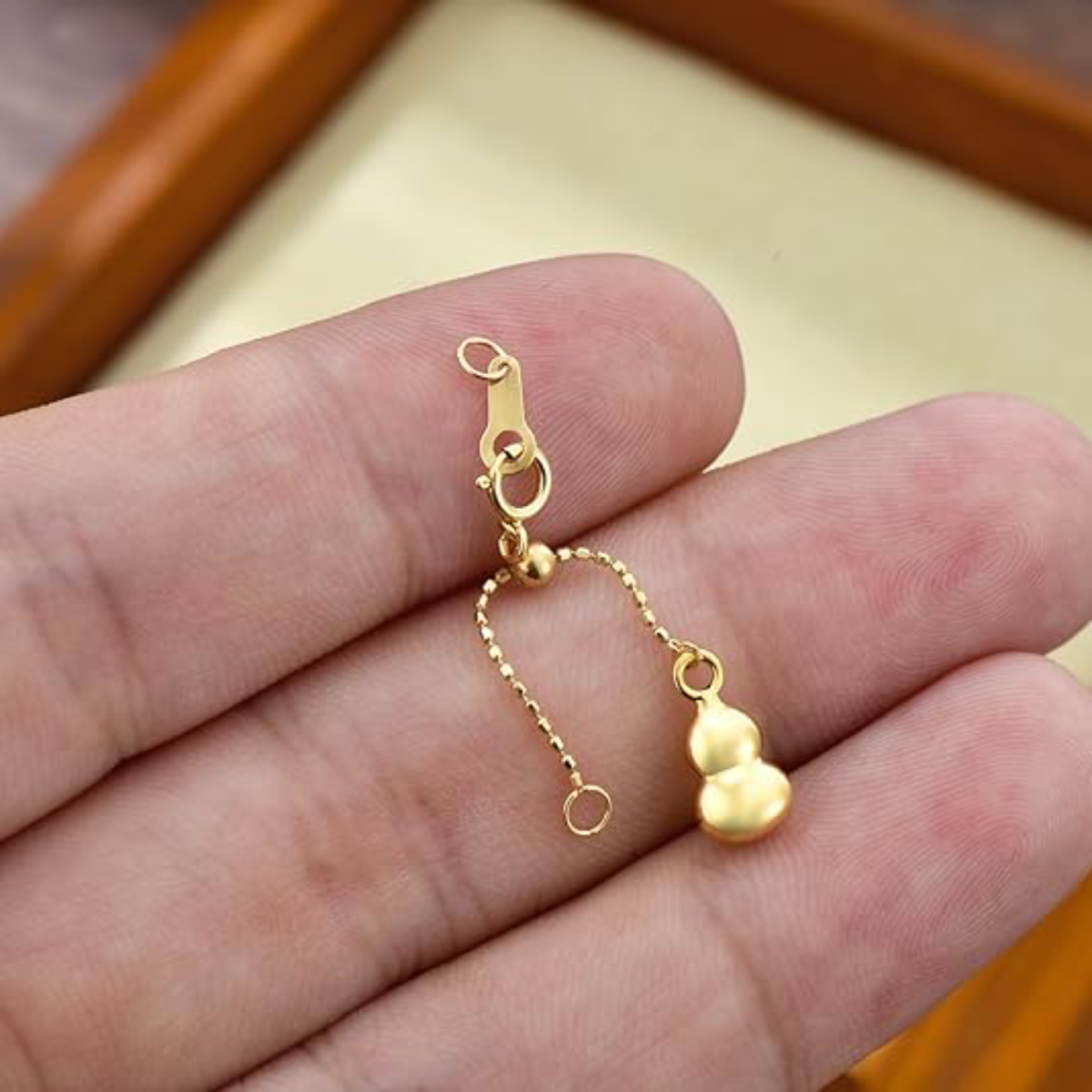 18K Gold 0.8mm Bead Station Chain Extender Chain-2