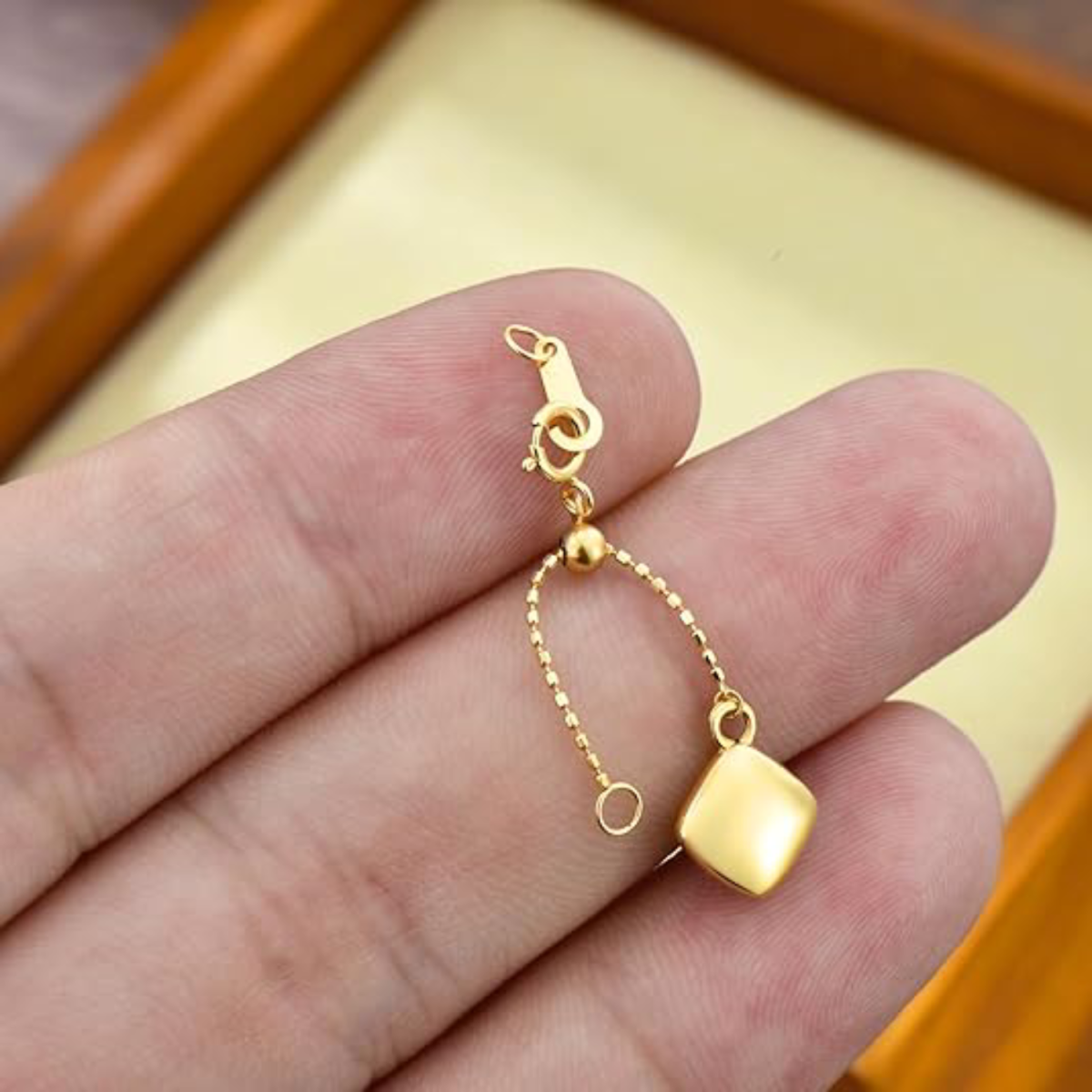 18K Gold 0.8mm Bead Station Chain Extender Chain-2