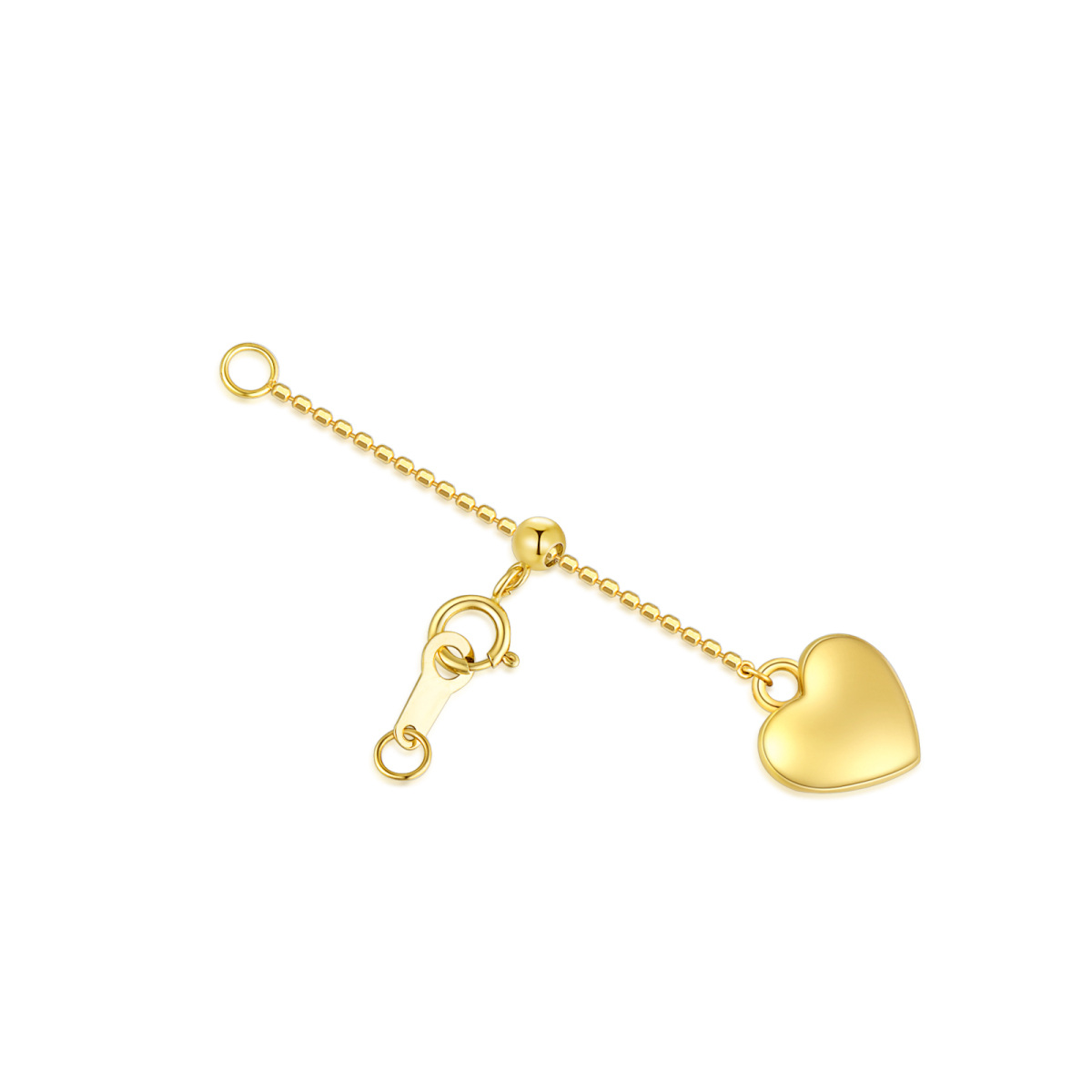 18K Gold 2Inch Heart Bead Station Chain Extender Chain-1