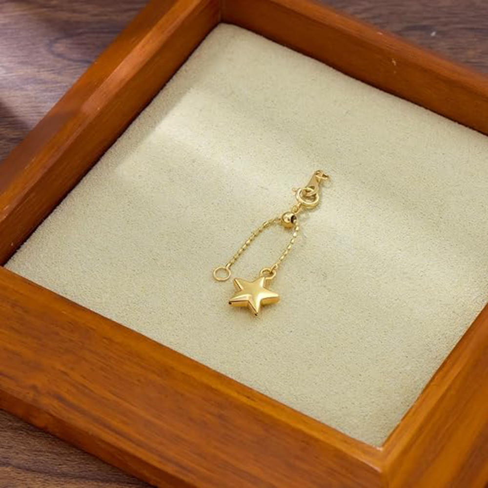10K Gold 1Inch Star Bead Station Chain Extender Chain-3