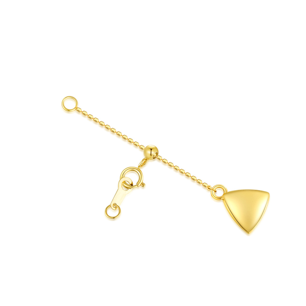 10K Gold 4Inch Triangle Bead Station Chain Extender Chain-1