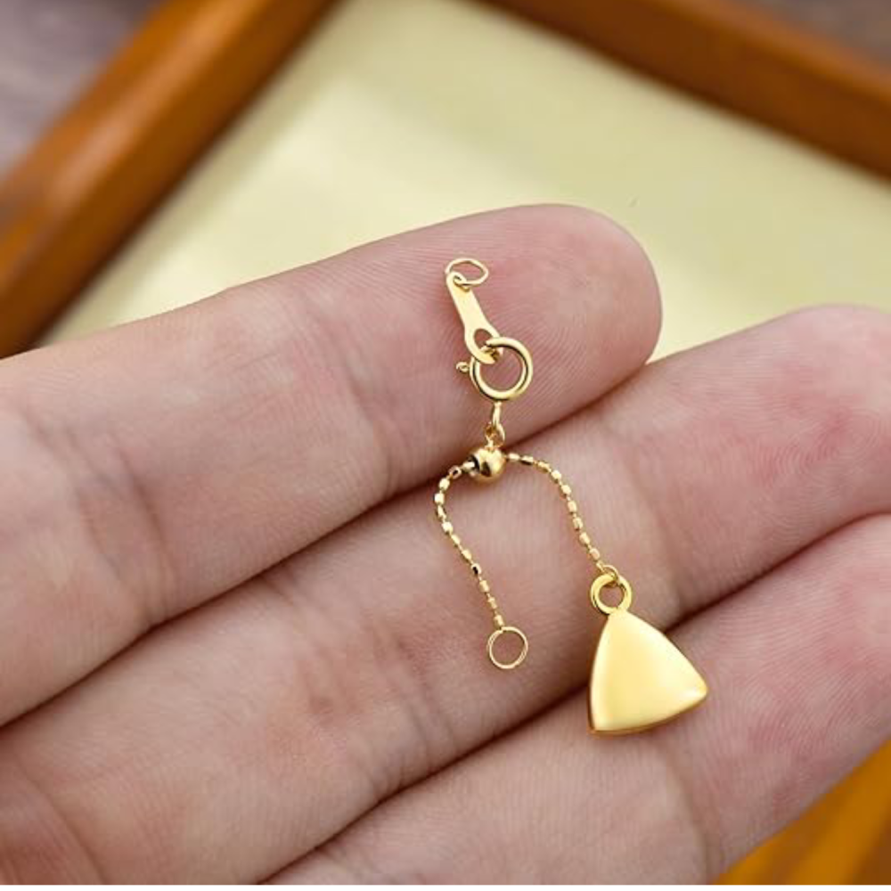 10K Gold 4Inch Triangle Bead Station Chain Extender Chain-2