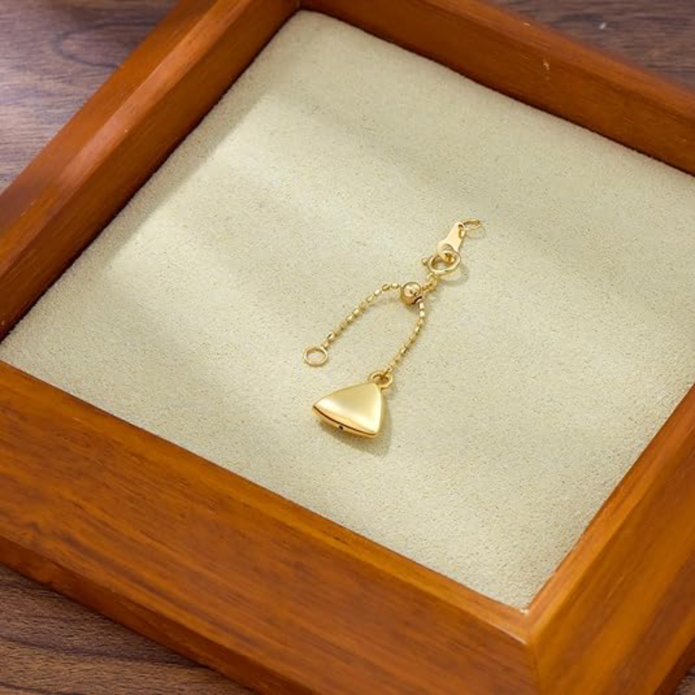 10K Gold 4Inch Triangle Bead Station Chain Extender Chain-3