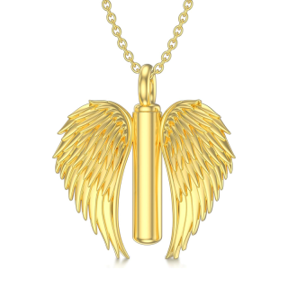 Gold Vermeil Angel Wing Urn Necklace for Ashes for Women Men-1