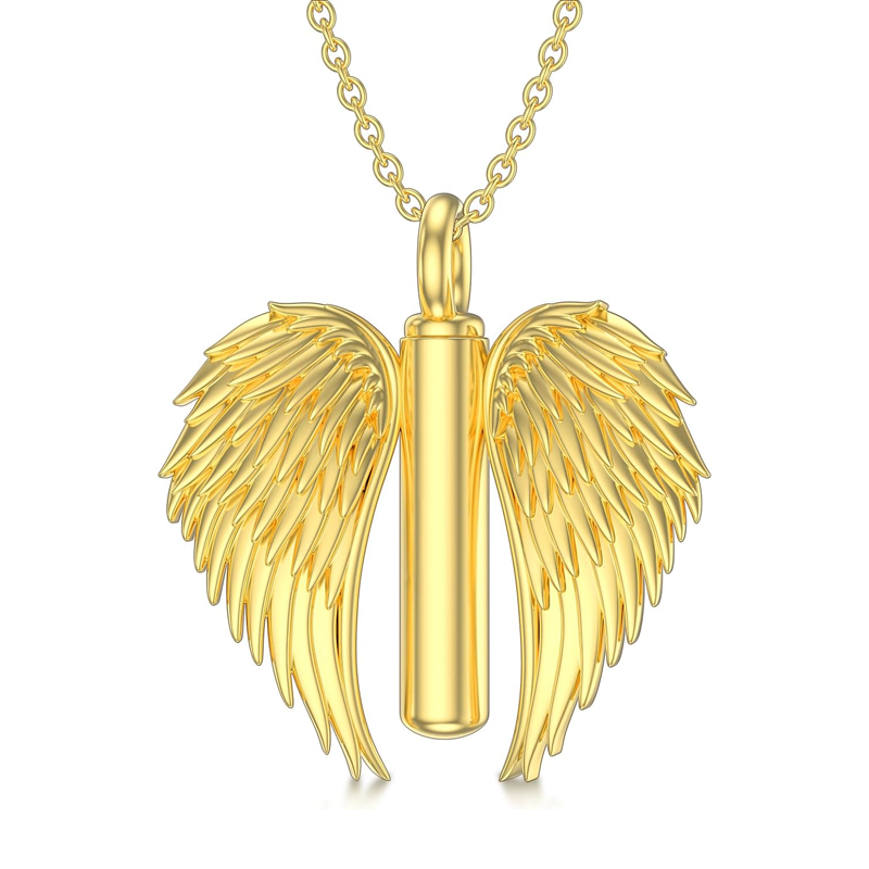 Gold Vermeil Angel Wing Urn Necklace for Ashes for Women Men-7