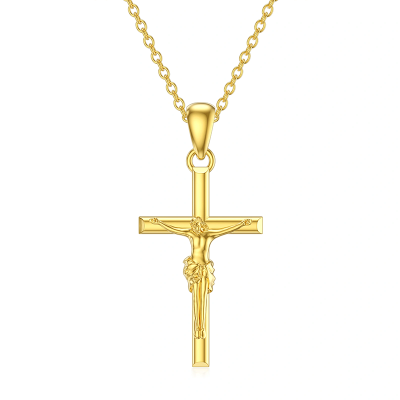 10K Gold Ankh Metal Choker Necklace-1