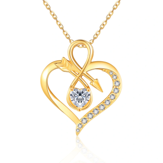 Gold Vermeil Cubic Zirconia Arrow Heart Infinity Symbol Necklace for Women-4