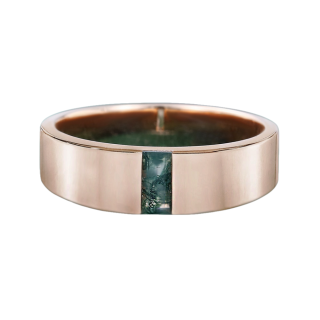 Sterling Silver with Yellow Gold Plated Baguette Cut Moss Agate Ring for Men-2
