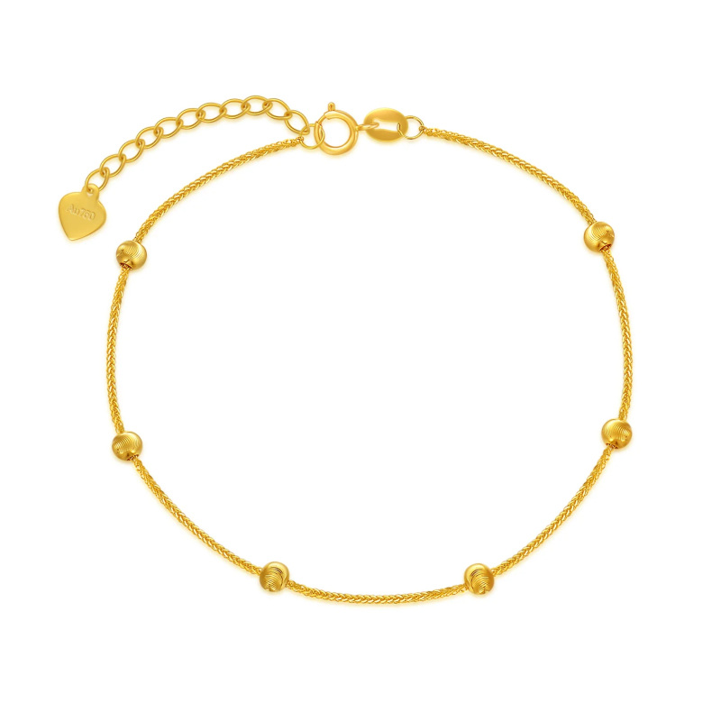 Pulsera con cadena de bolas de oro de 18 quilates