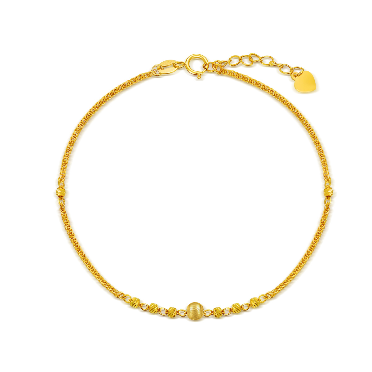 Pulsera con dije de cadena de bolas Chopin en oro de 18 quilates-1