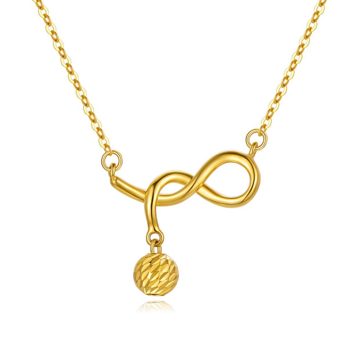 18K Gold Kugel & Unendlichkeit Symbol Anhänger Halskette-1