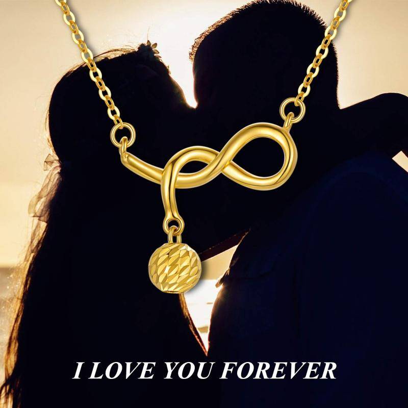 Collar de oro de 18 quilates con bola y símbolo del infinito-3