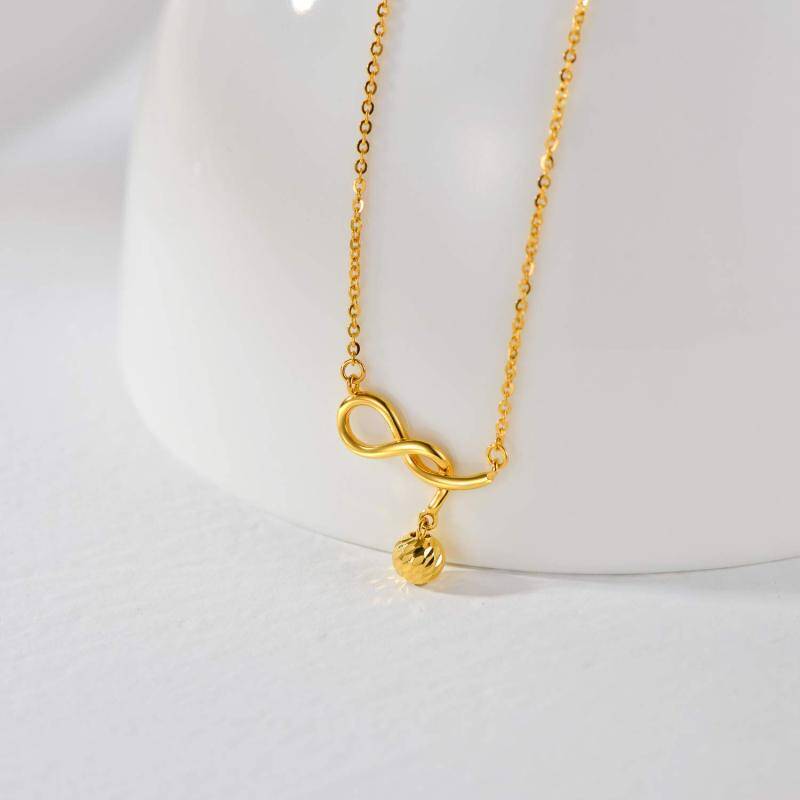 Collar de oro de 18 quilates con bola y símbolo del infinito-4