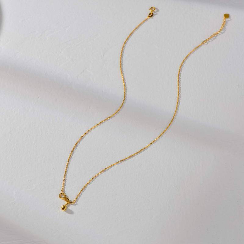 Collar de oro de 18 quilates con bola y símbolo del infinito-5