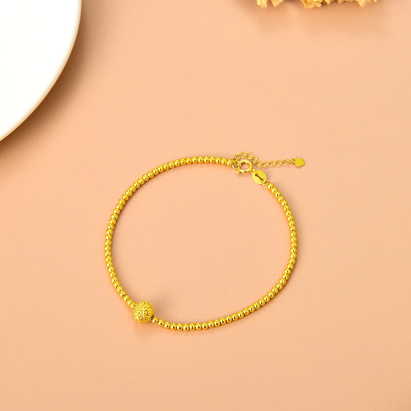 10K Gold Ball Metal Beads Bracelet-3