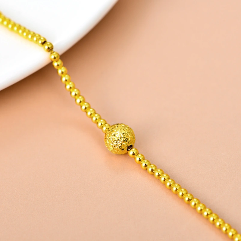 10K Gold Ball Metal Beads Bracelet-4