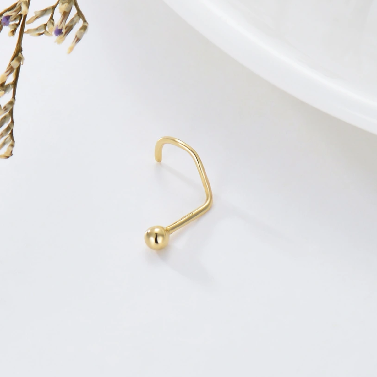 10K Gold Ball Nose Ring-3