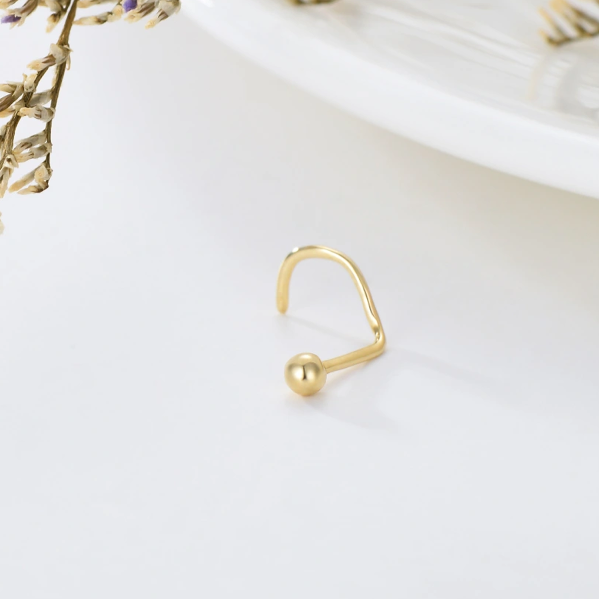 18K Gold Ball Nose Ring-4