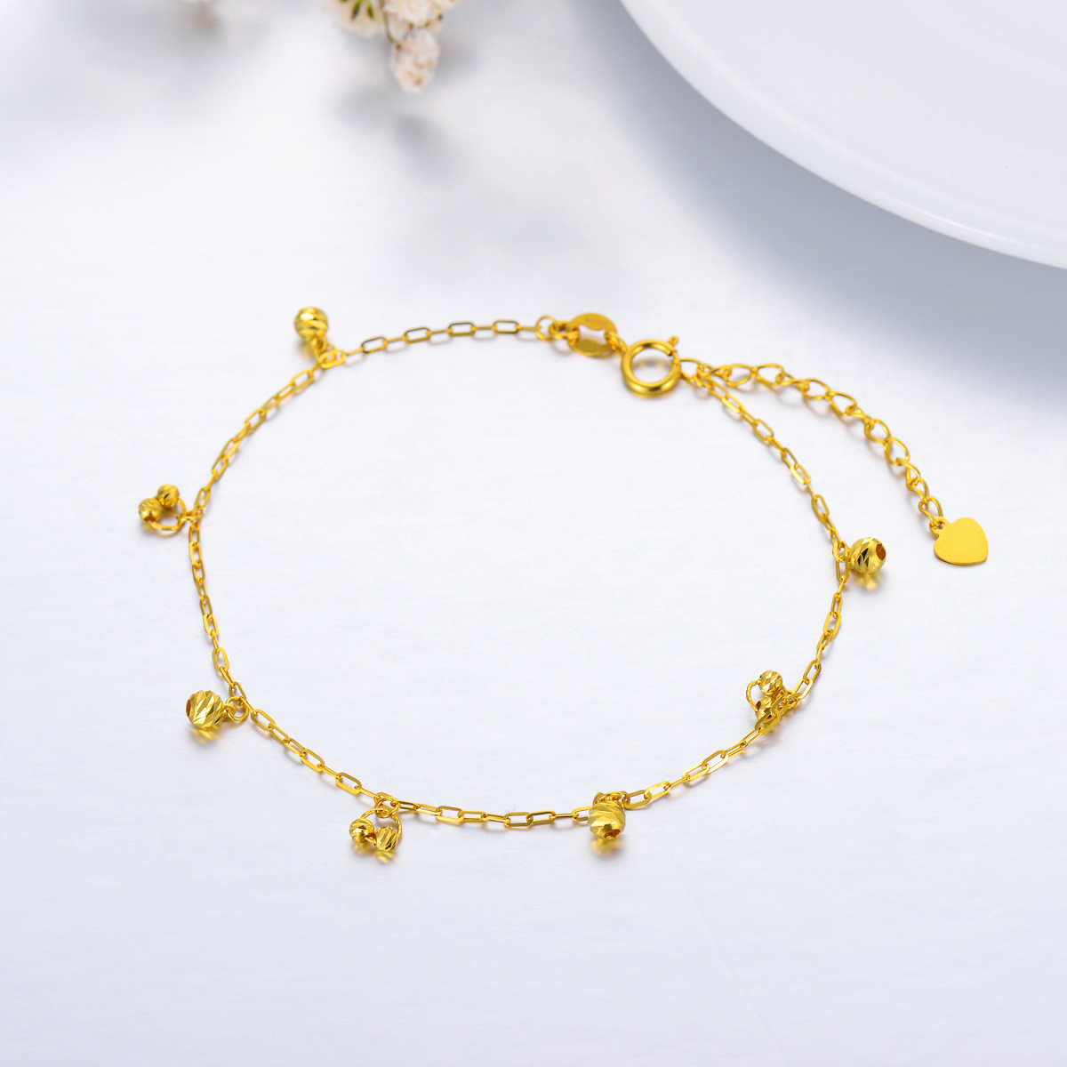 Pulseiras de sino de ouro 18k para mulheres, joias de amor, presente para esposa e filha-4