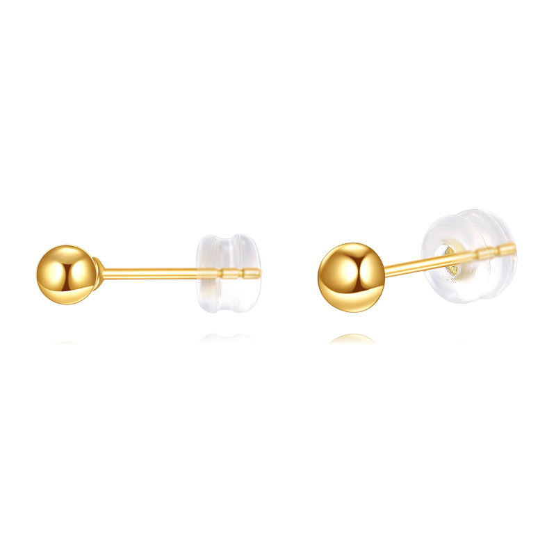 10K Gold Ball Stud Earrings-3