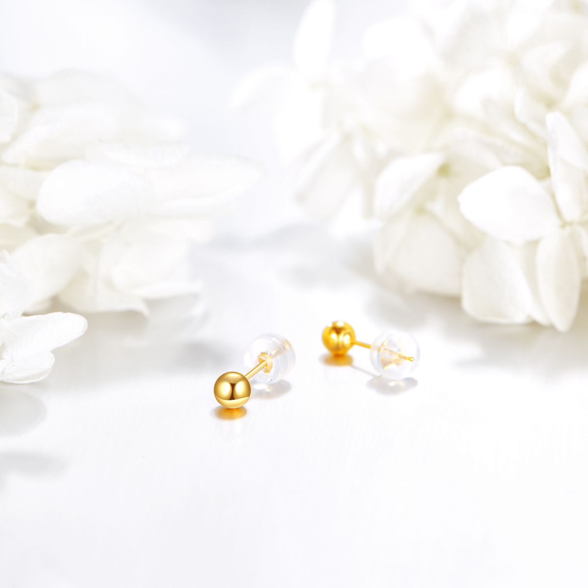 18k Gold Ball Stud Earrings-4