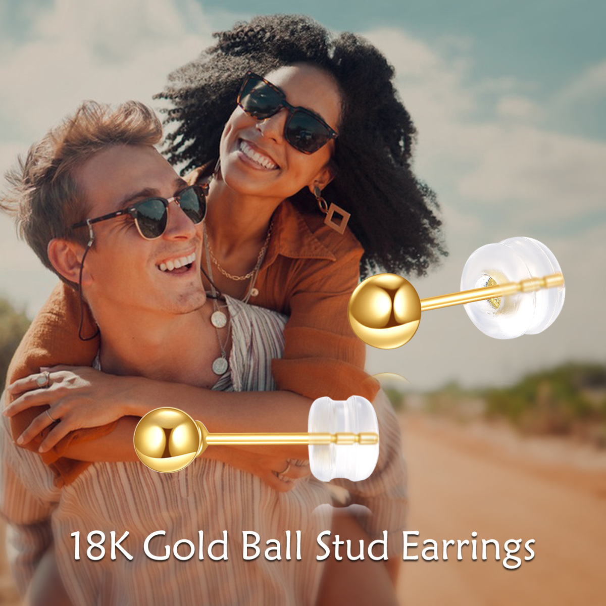 14K Gold Ball Stud Earrings-5