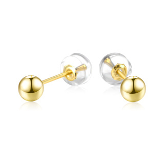 18K Gold Ball Stud Earrings-52