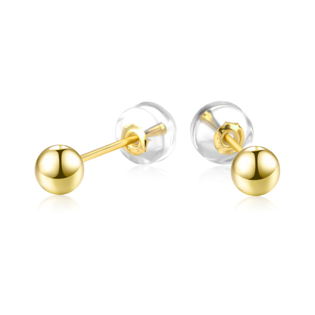 18K Gold Ball Stud Earrings-4