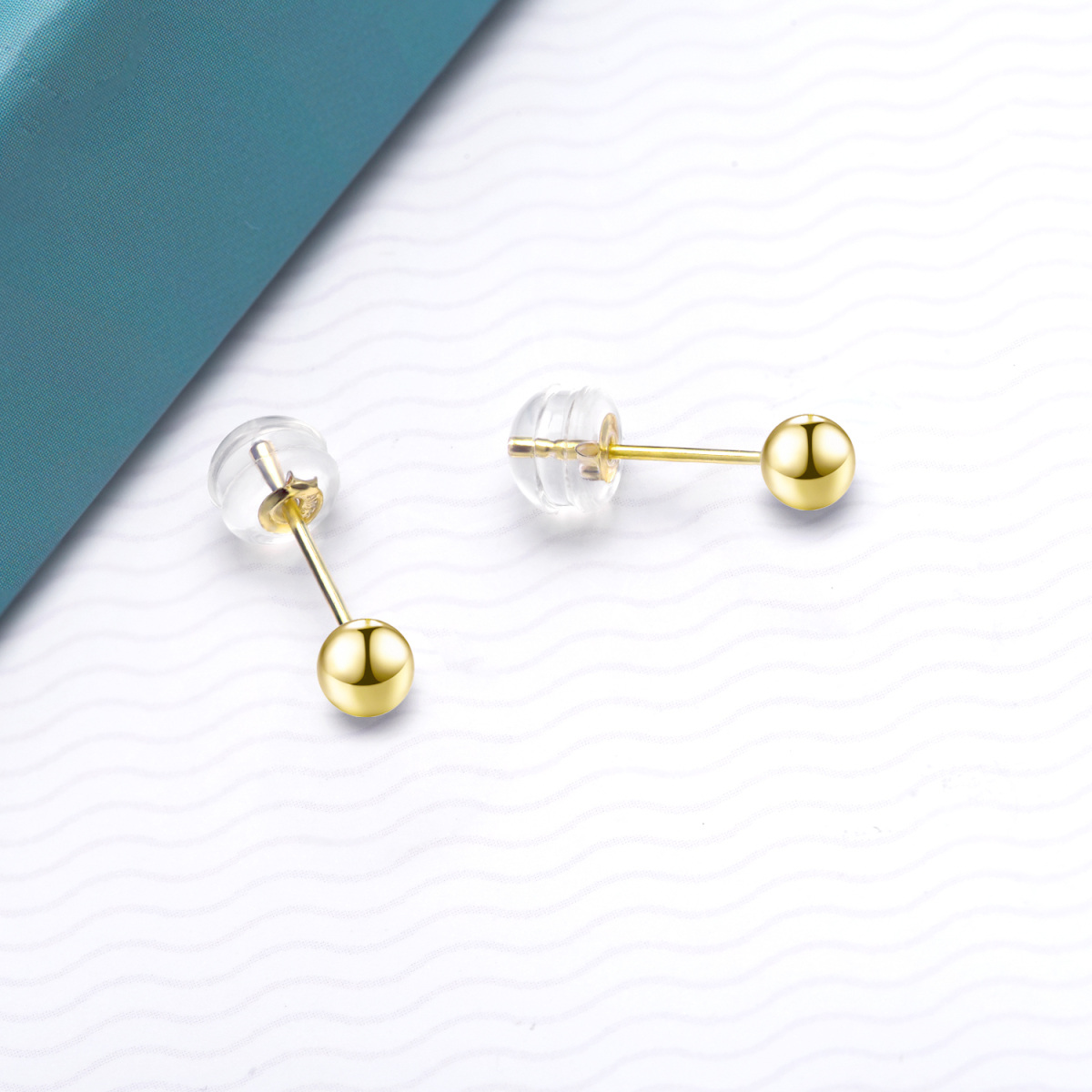 18K Gold Ball Stud Earrings-3